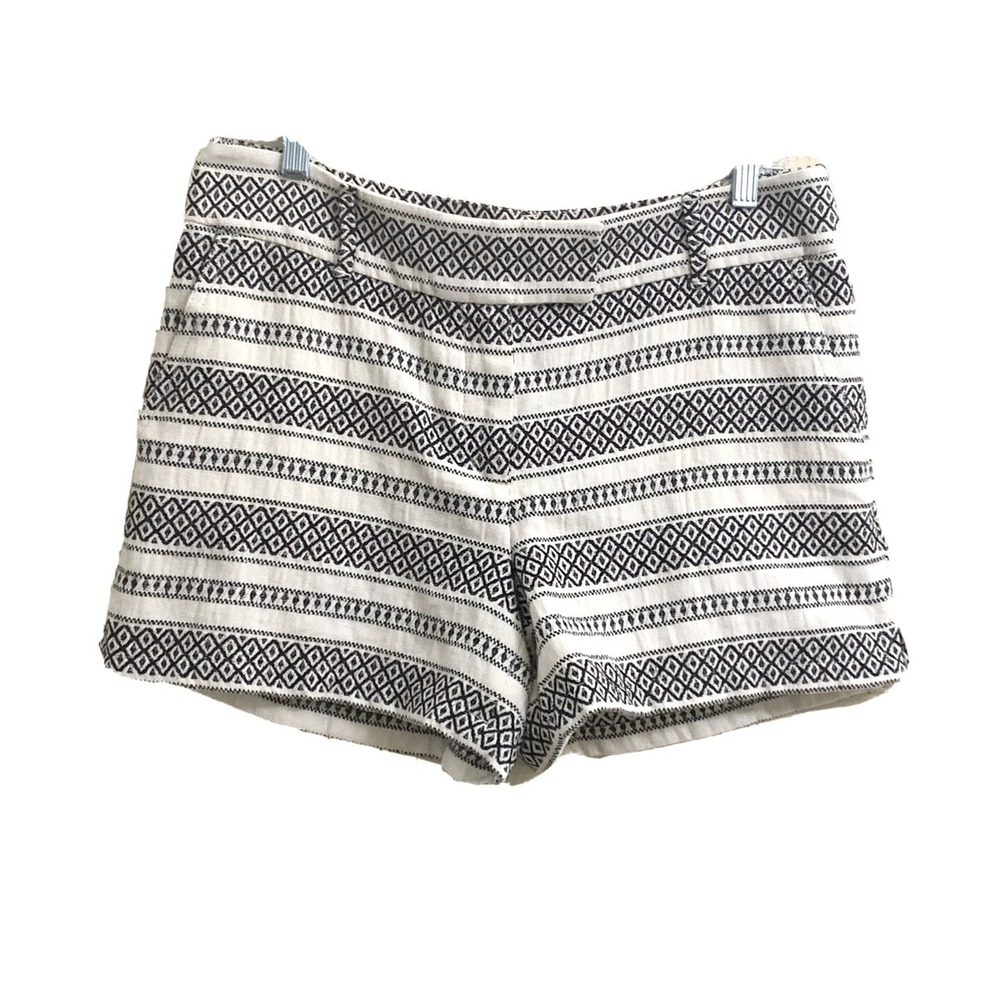 LOFT Woman's Size 6 "The Rivera " Short Black Ivory Cotton Side Pocket & Slit